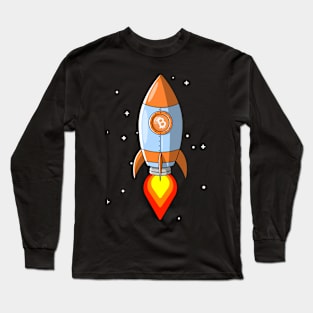 Bitcoin Rocket - Funny Crypto Moon Joke Blockchain Investor Long Sleeve T-Shirt